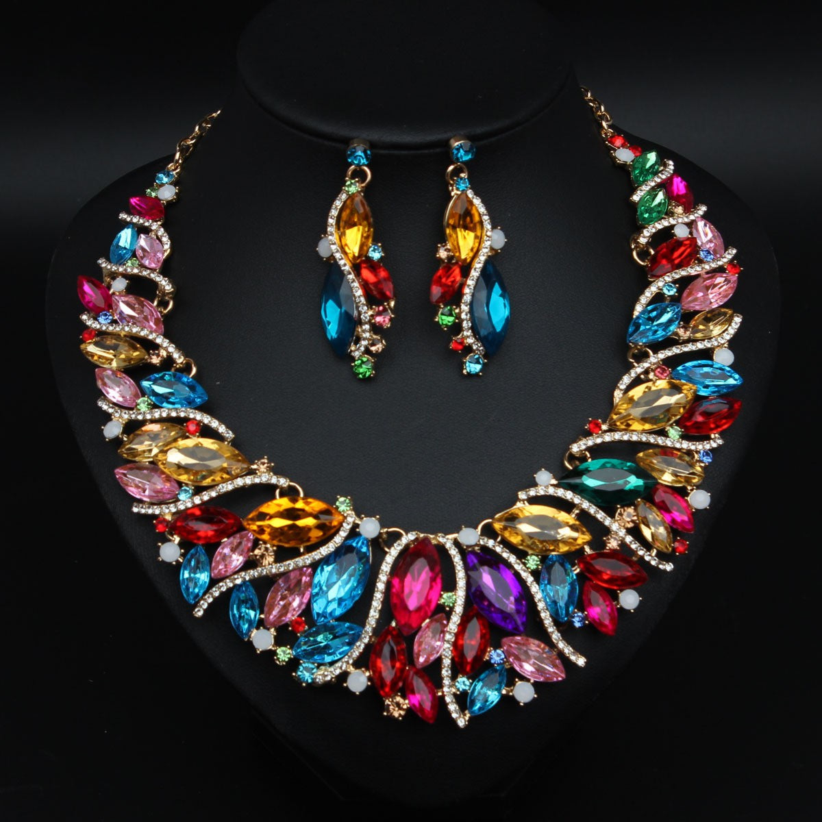 Classy Multicolor Crystal Necklace & Earring Set