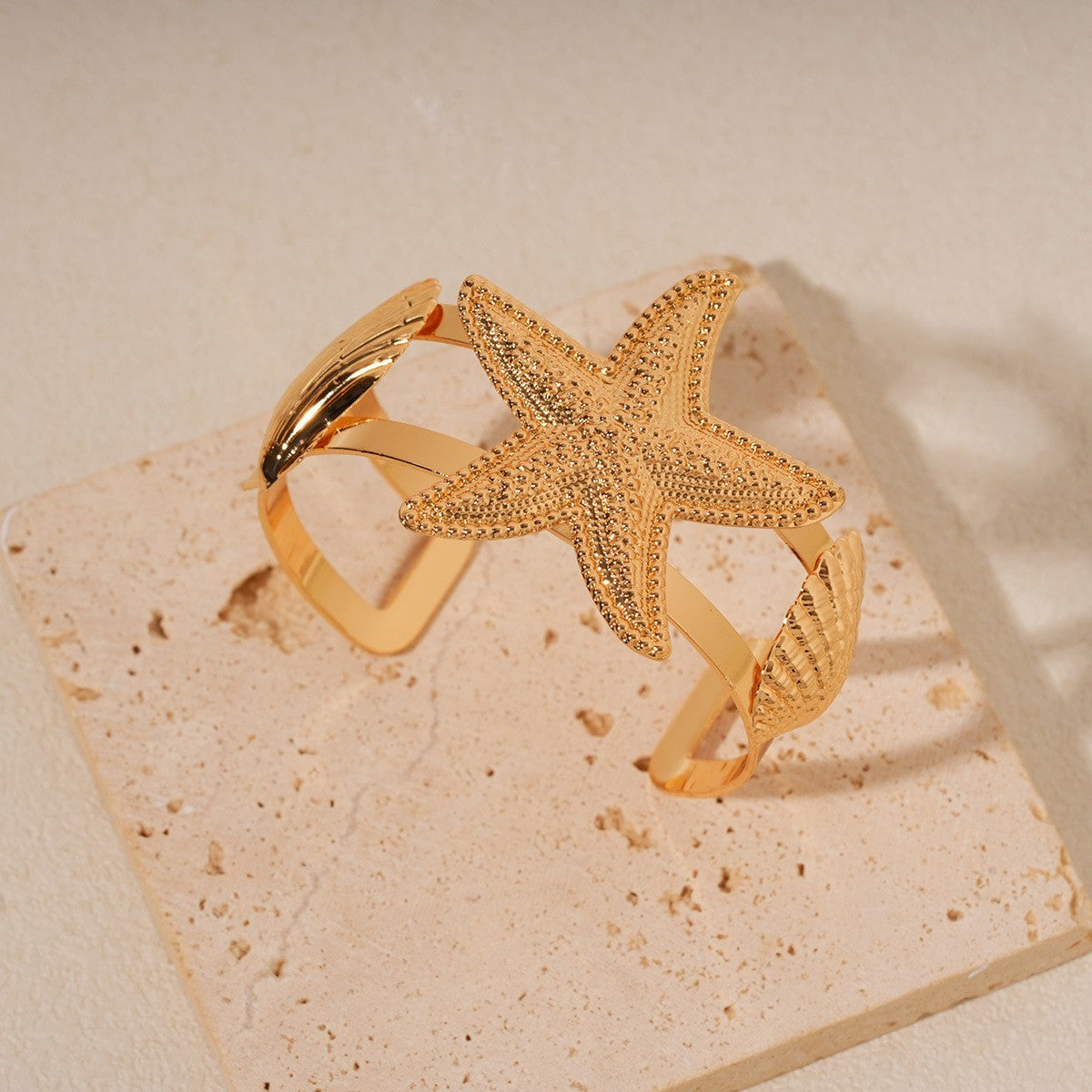 Boho Starfish & Shell Bangle and Ring Set