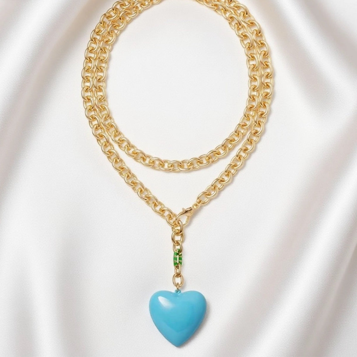 Vintage Turquoise Heart Pendant Necklace