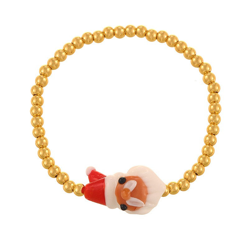 Festive Christmas Character Beaded Bracelet Set