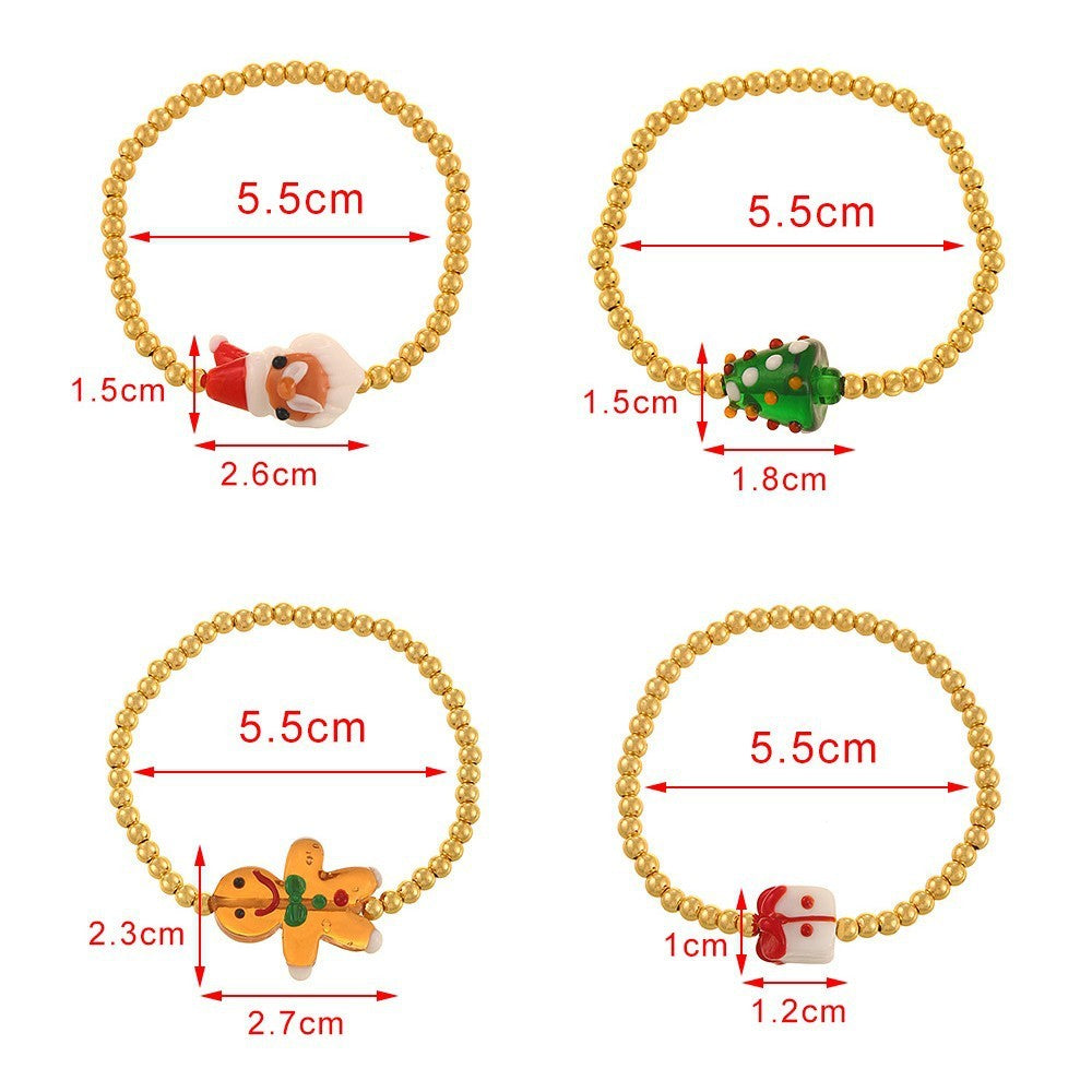 Festive Christmas Character Beaded Bracelet Set