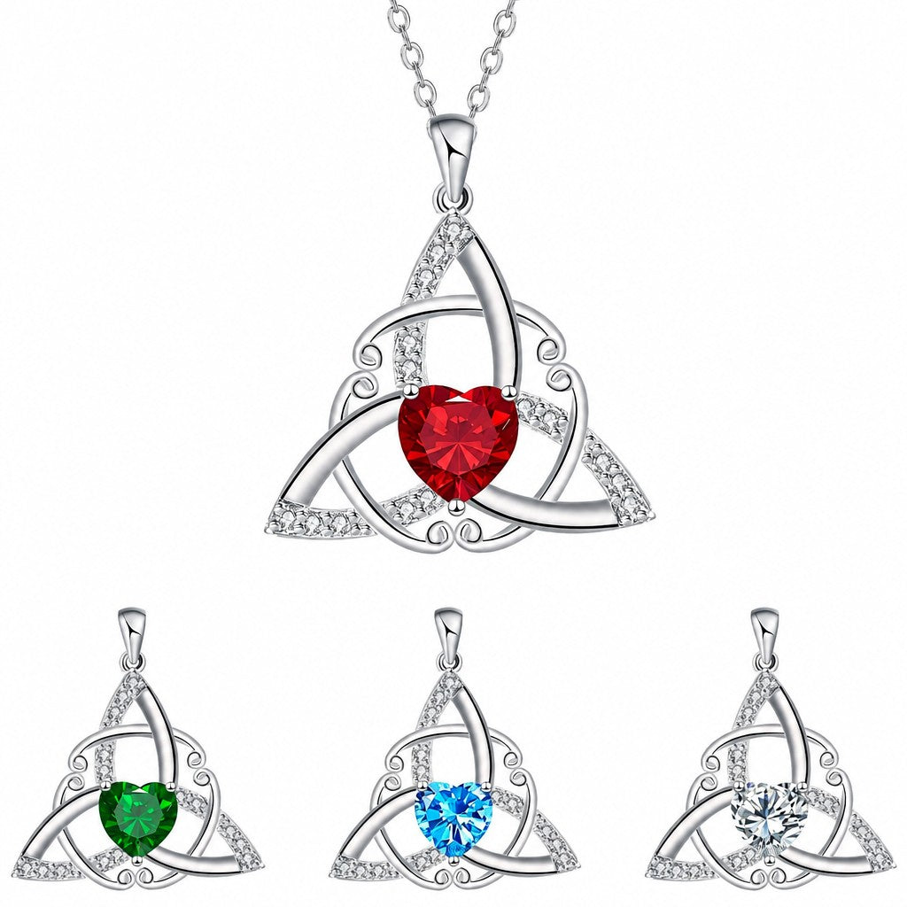 Romantic Trinity Knot Heart Necklace