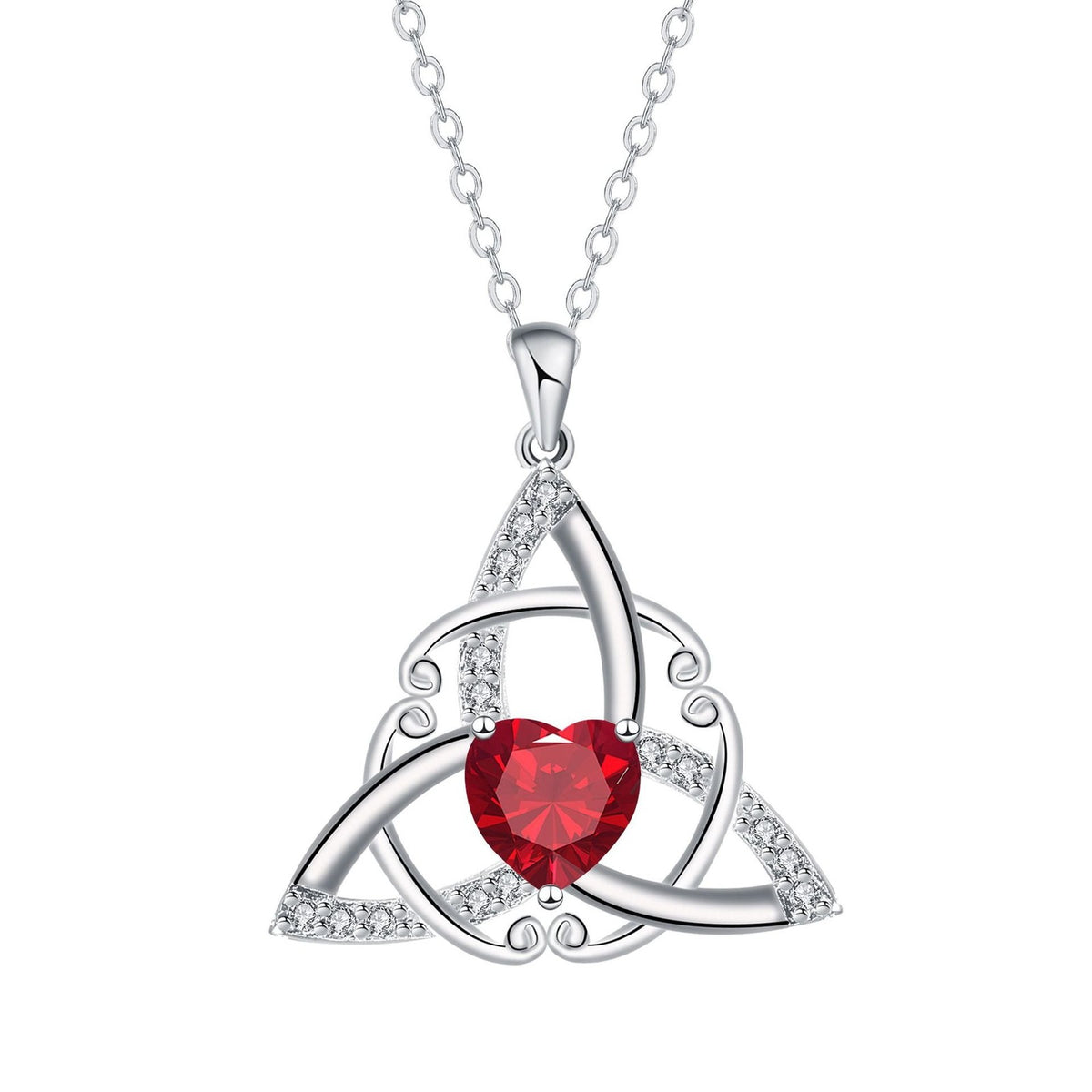 Romantic Trinity Knot Heart Necklace