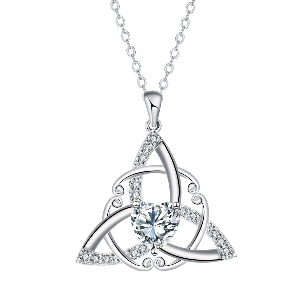 Romantic Trinity Knot Heart Necklace
