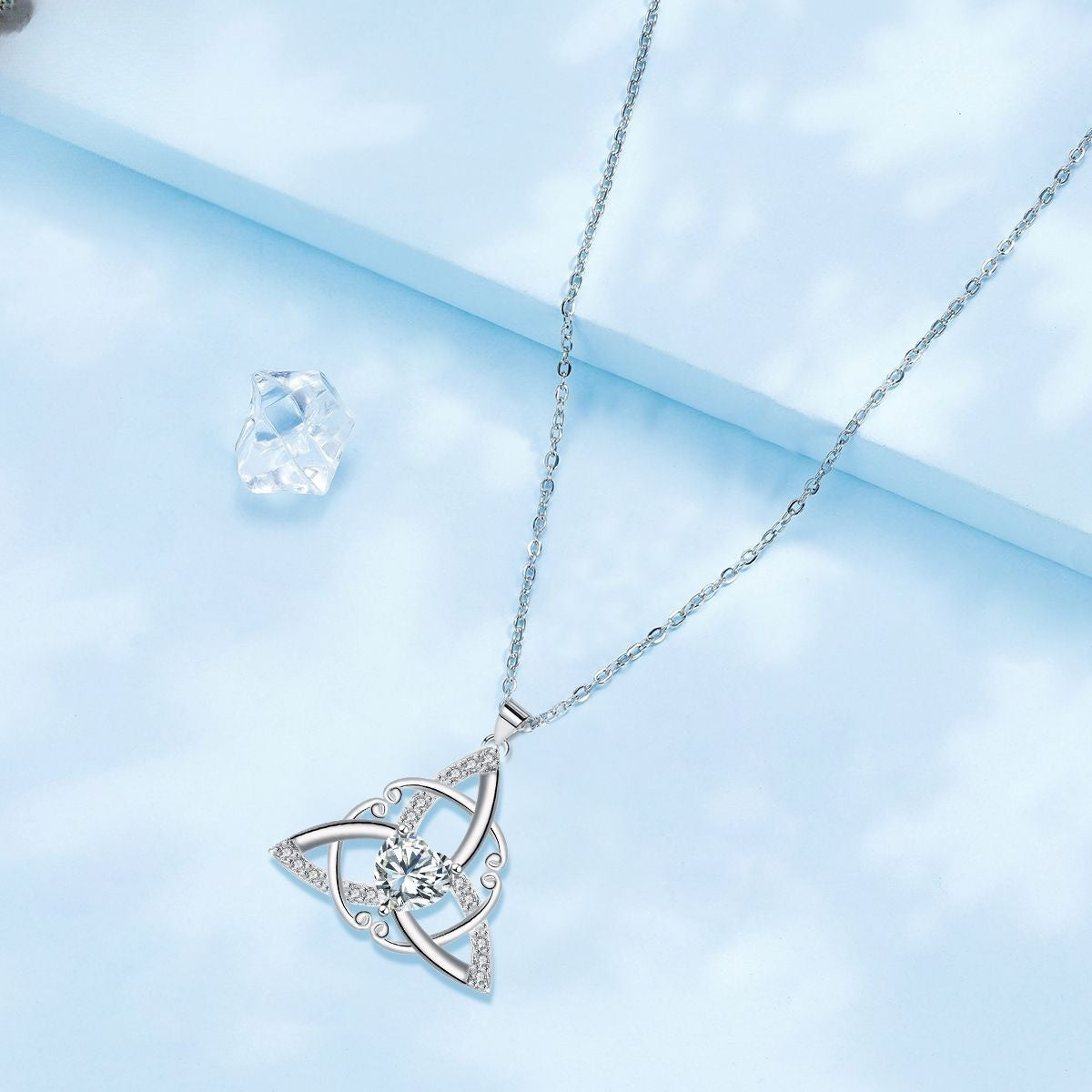 Romantic Trinity Knot Heart Necklace