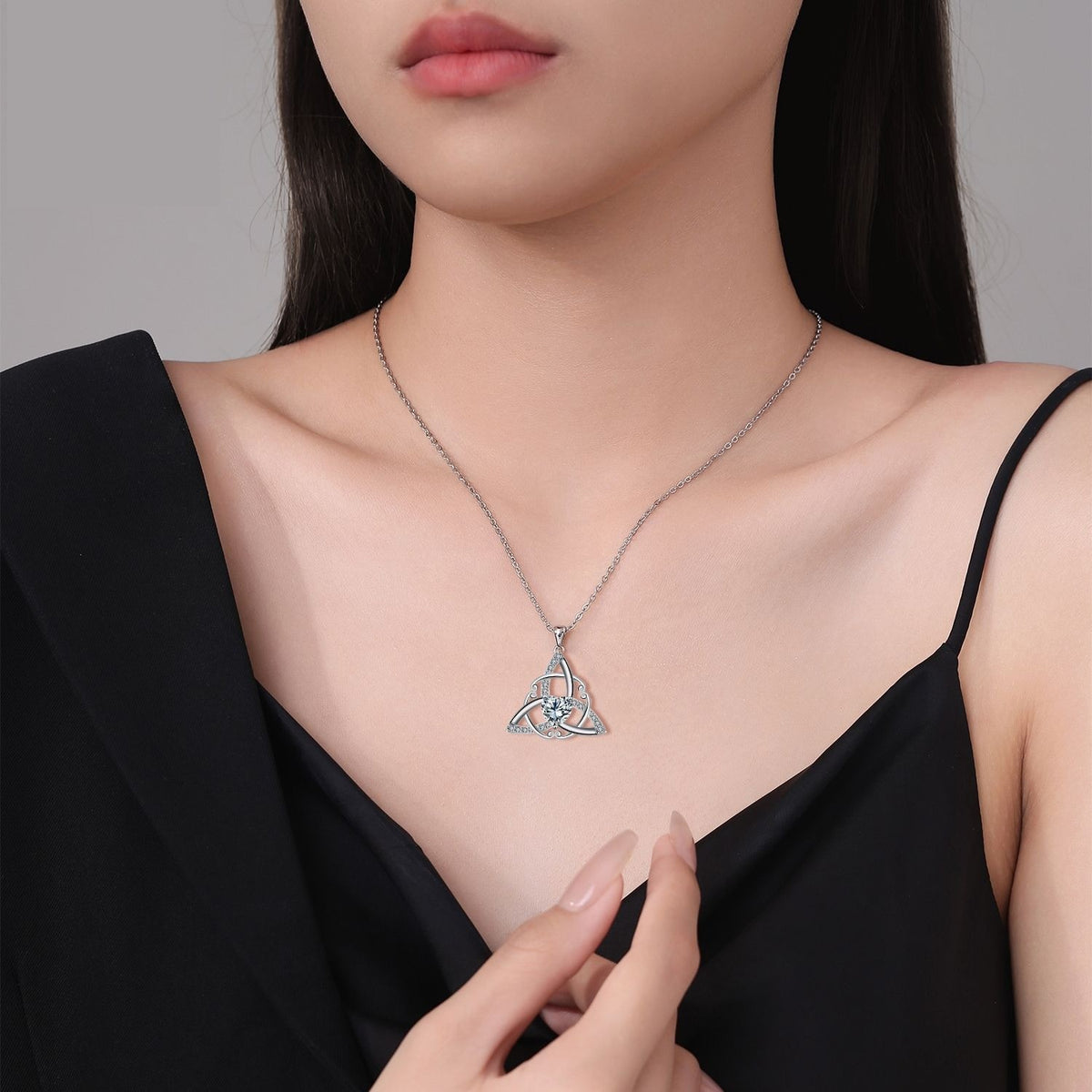 Romantic Trinity Knot Heart Necklace