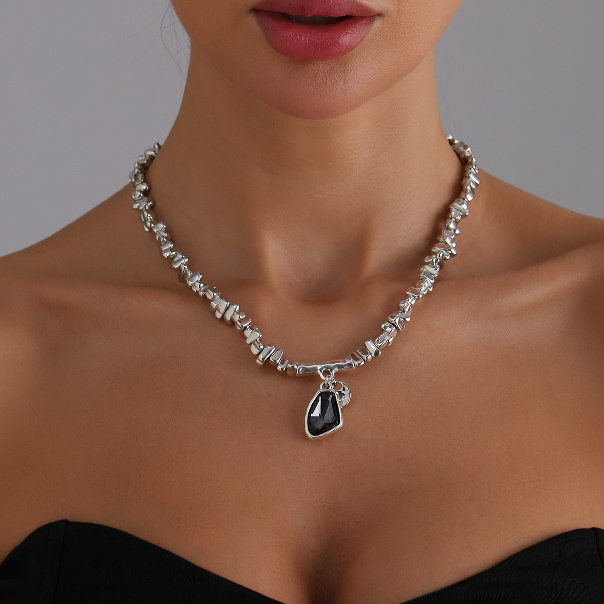 Classy Irregular Stone Necklace and Bracelet Set