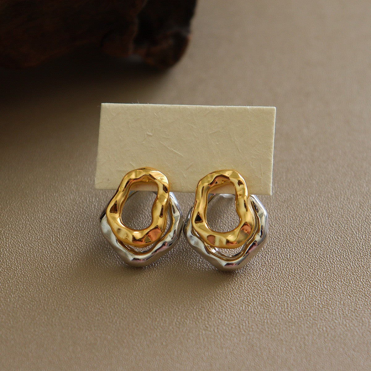 Classy Two Tone Molten Stud Earrings