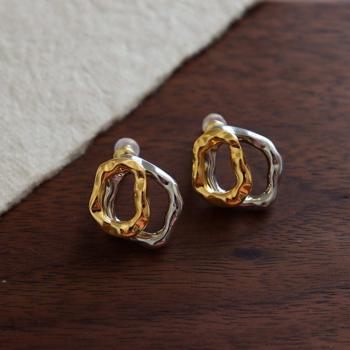 Classy Two Tone Molten Stud Earrings