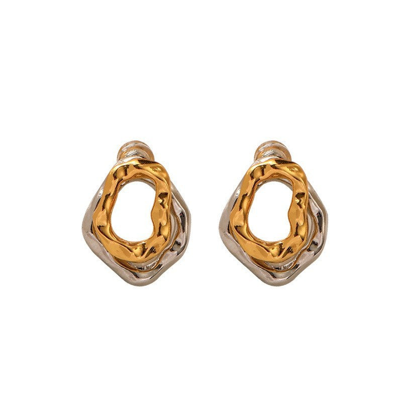 Classy Two Tone Molten Stud Earrings