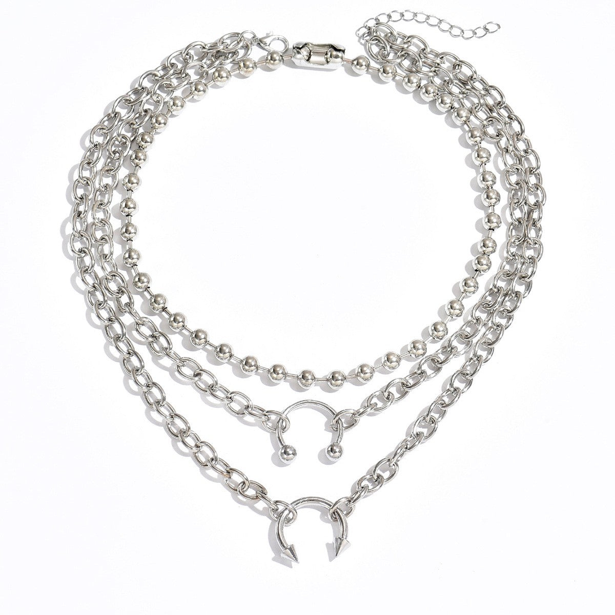 Edgy Layered Horseshoe Pendant Necklace