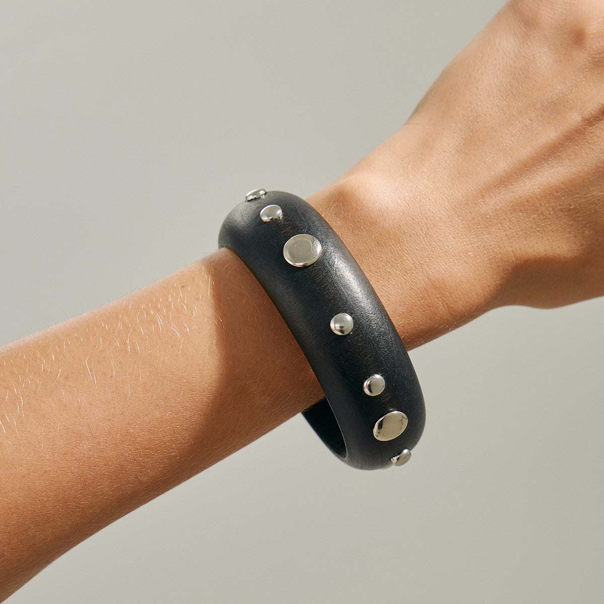 Boho Studded Wood & Metal Bangle Set
