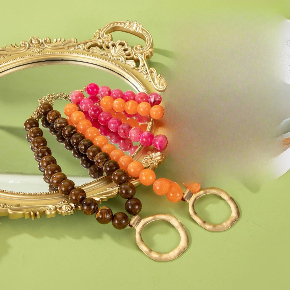 Boho Tiger Eye Beaded Ring Necklace