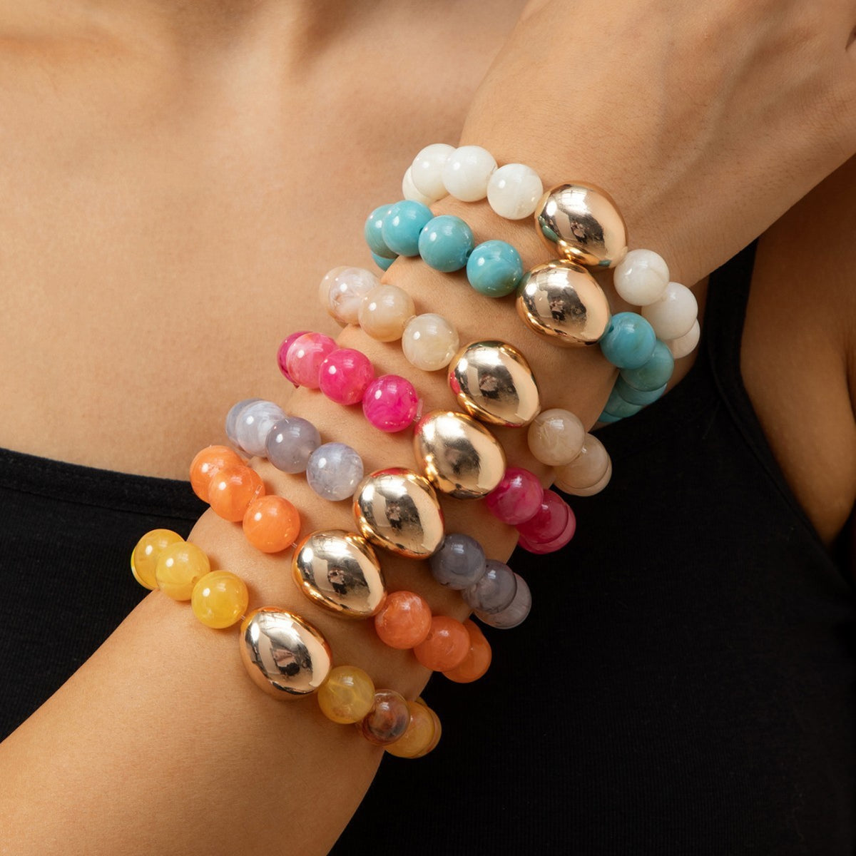 Colorful Acrylic Bead Stack Bracelet