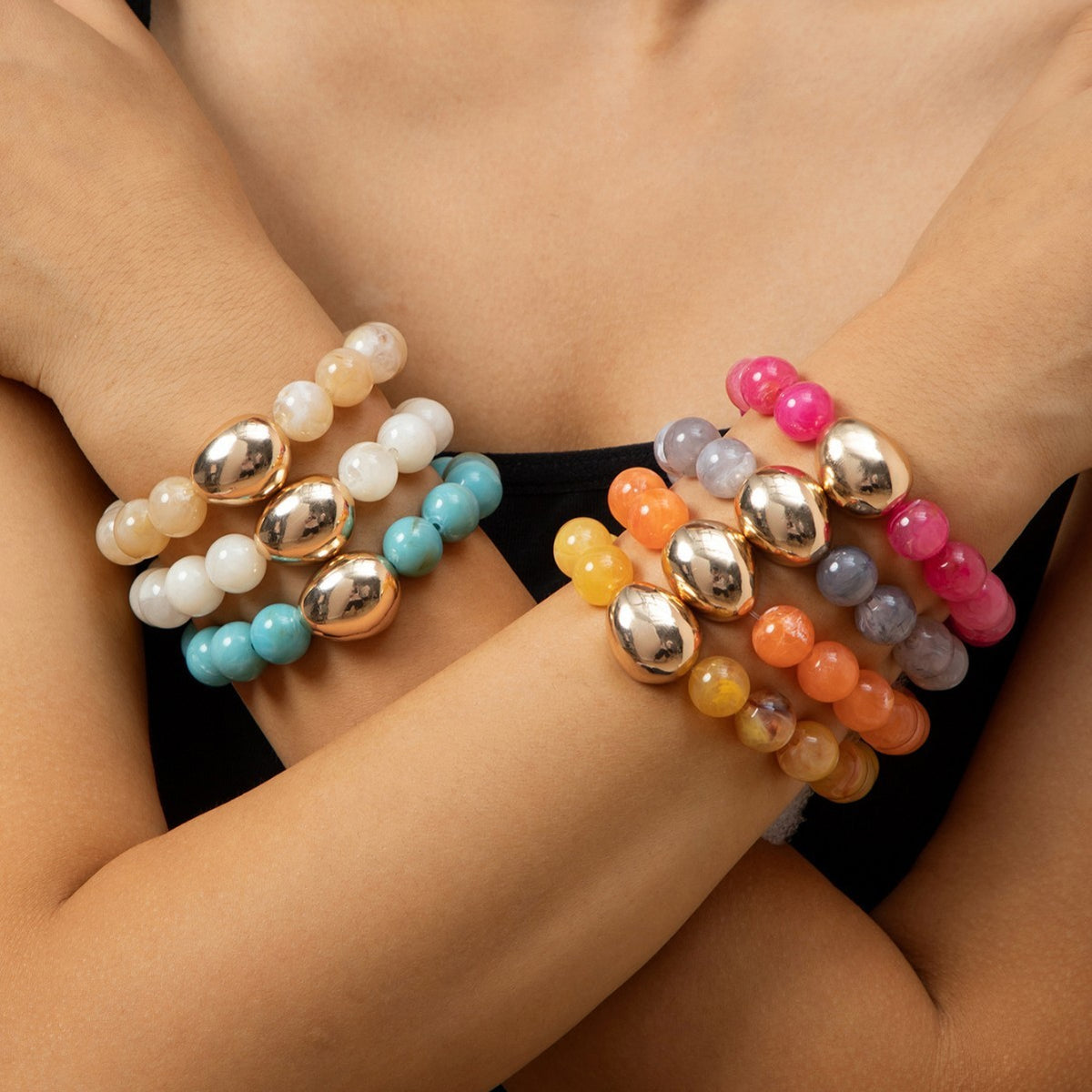 Colorful Acrylic Bead Stack Bracelet