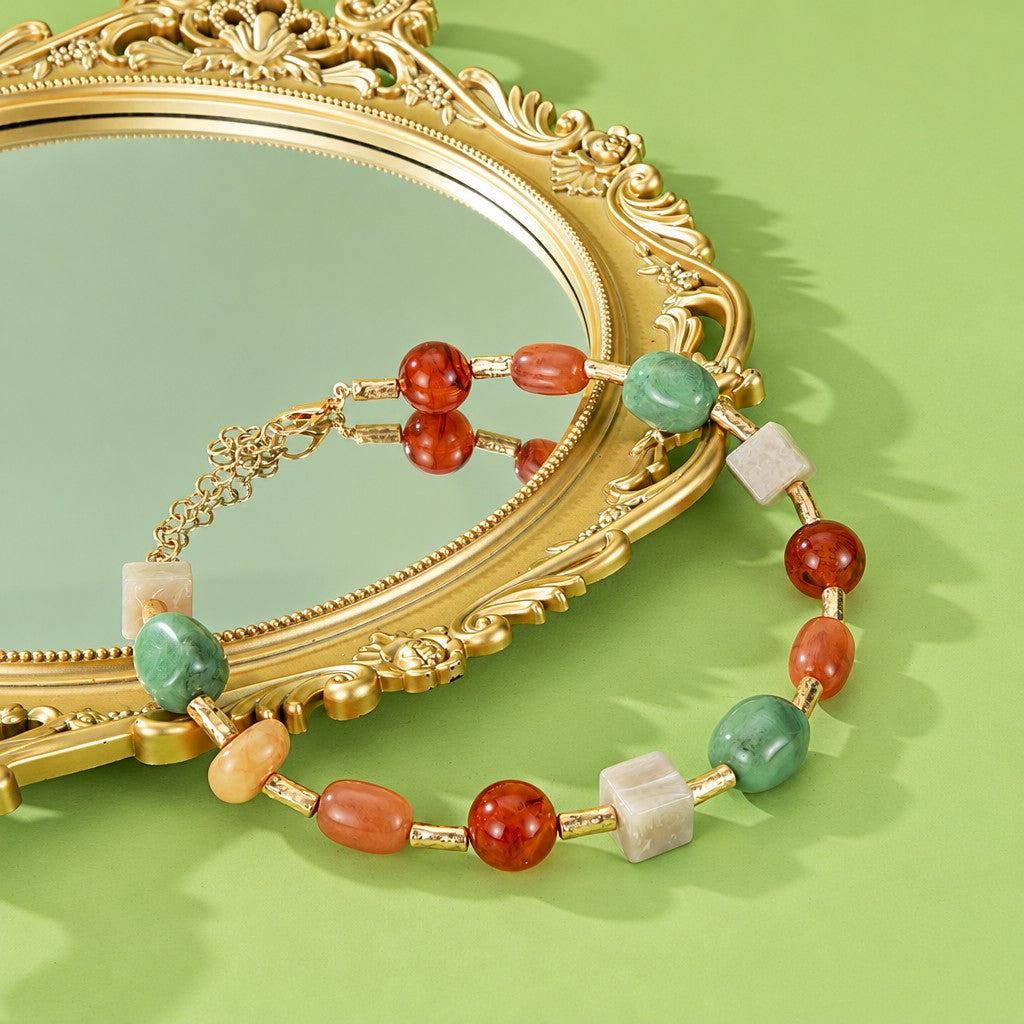 Boho Multicolor Geometric Stone Necklace