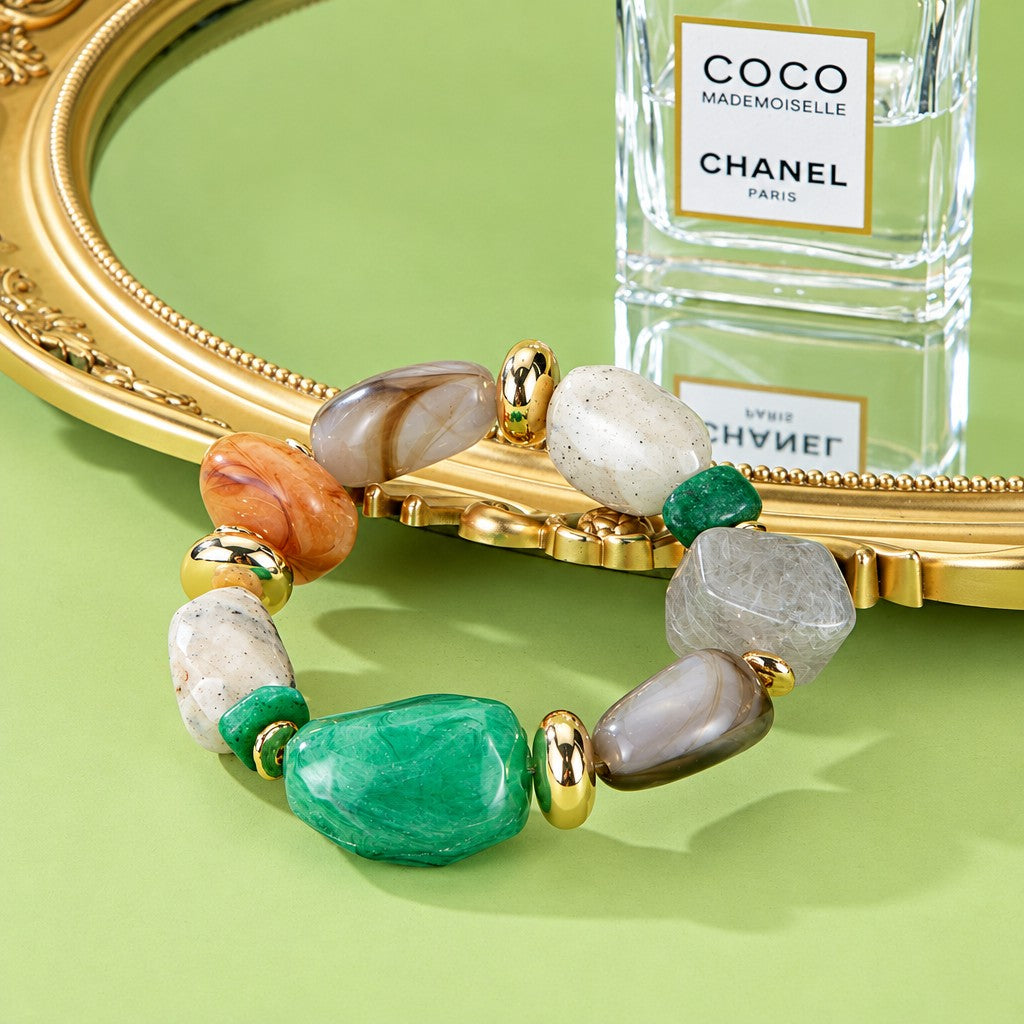 Boho Multicolor Geometric Stone Necklace