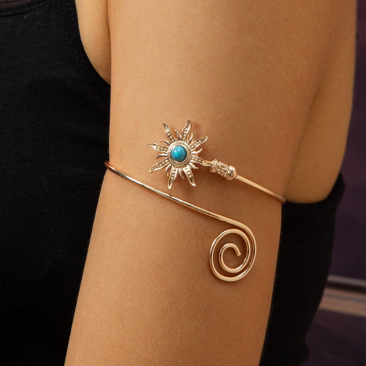 Boho Vintage Sun Spiral Arm Cuff