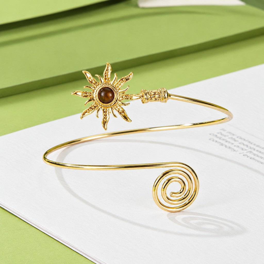 Boho Vintage Sun Spiral Arm Cuff