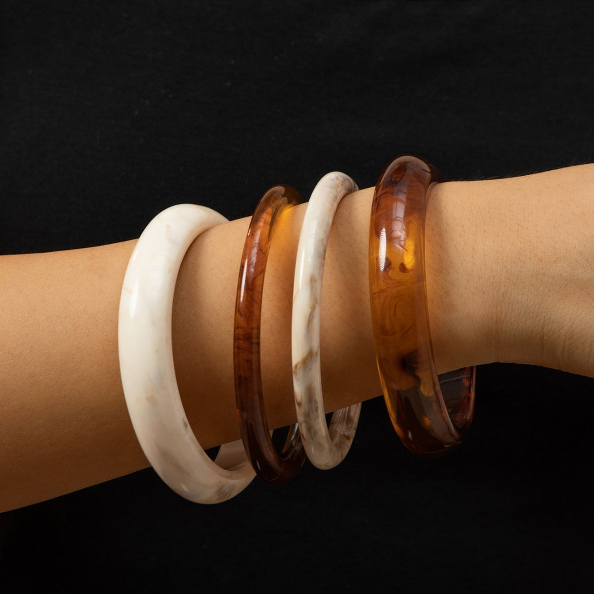 3pc Boho Tortoise & Ivory Bangle Set