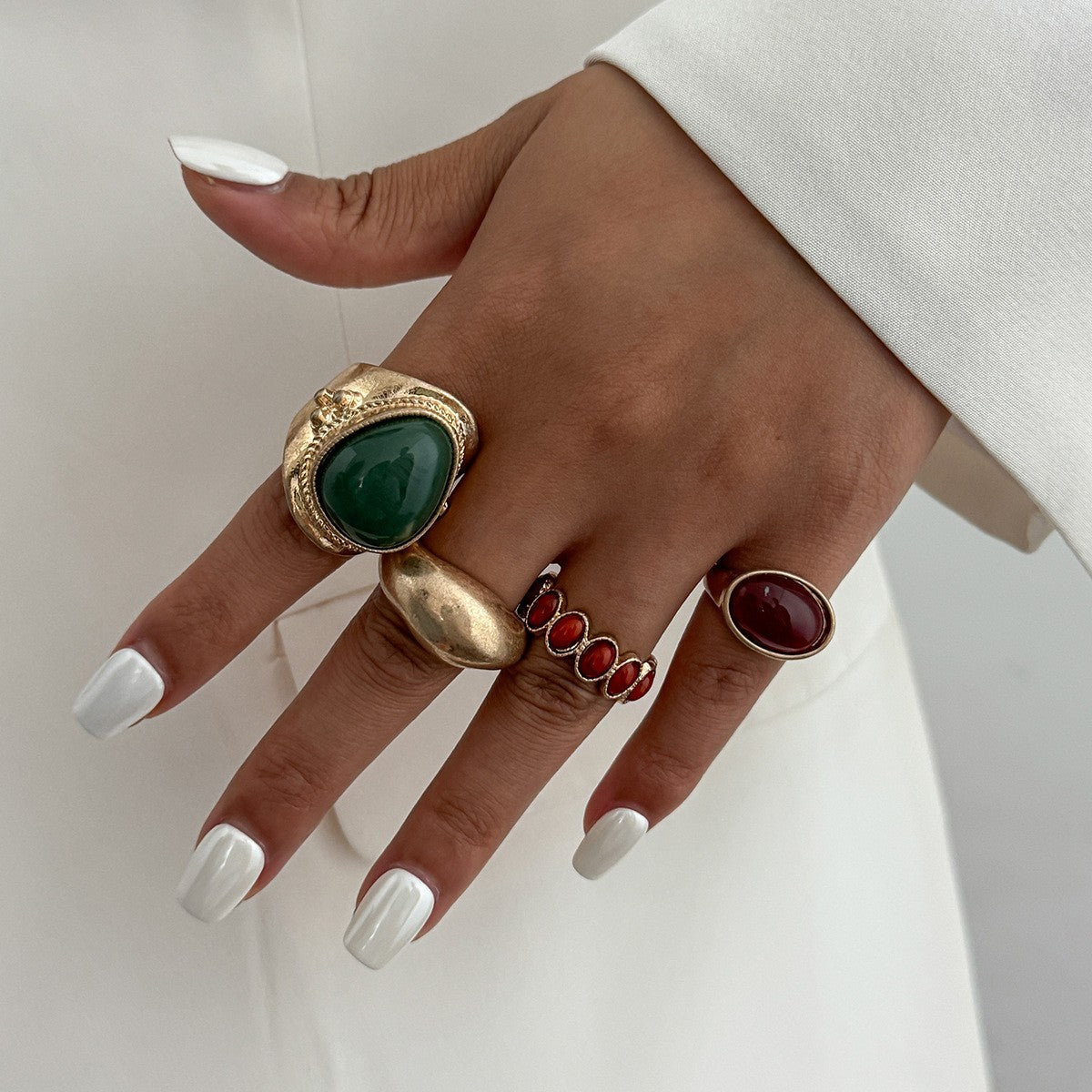 Vintage Inspired Chunky Cabochon Ring Set