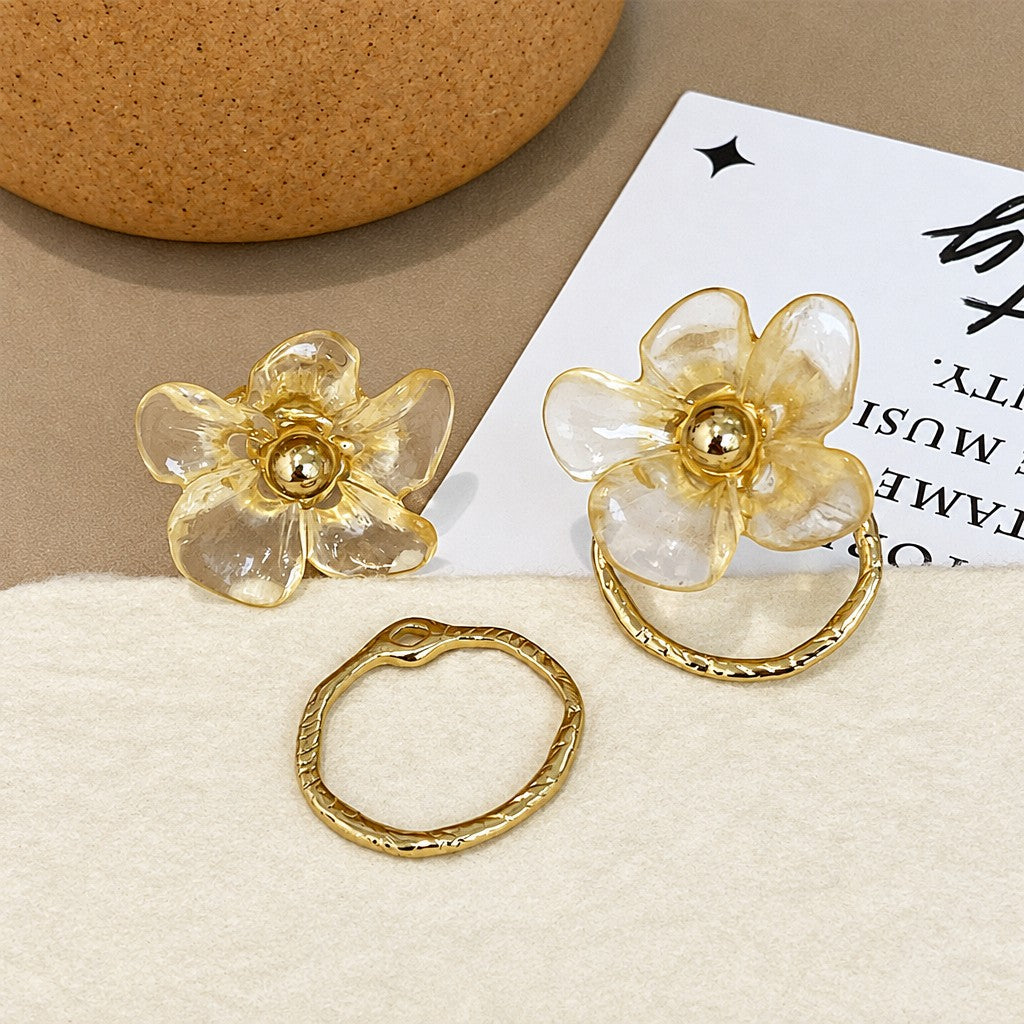 Classy Translucent Resin Flower Hoop Earrings