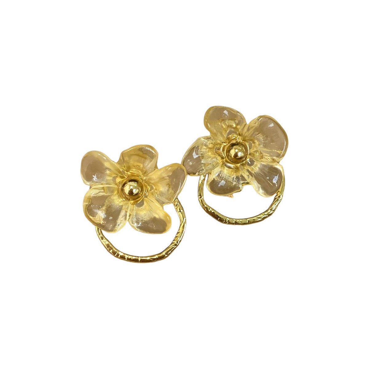 Classy Translucent Resin Flower Hoop Earrings