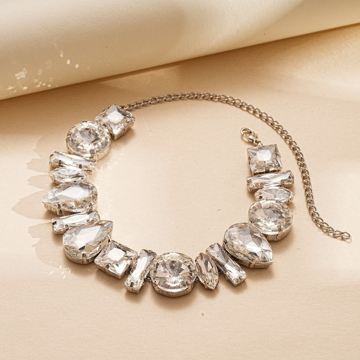 Classy Mixed Cut Rhinestone Choker Necklace
