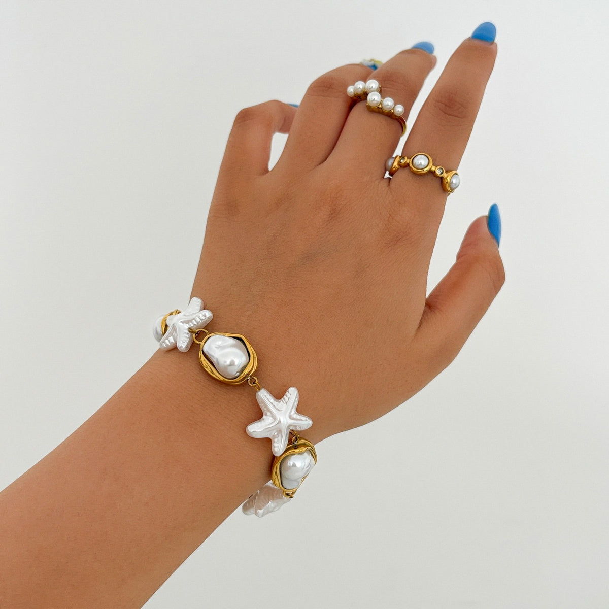 Boho Baroque Pearl Starfish Bracelet
