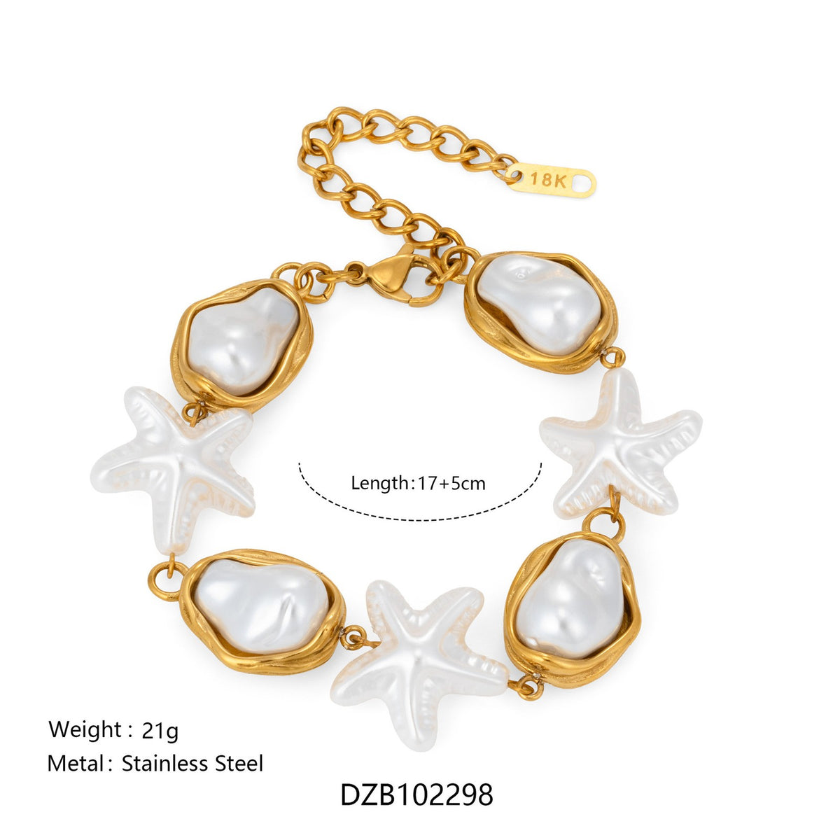 Boho Baroque Pearl Starfish Bracelet