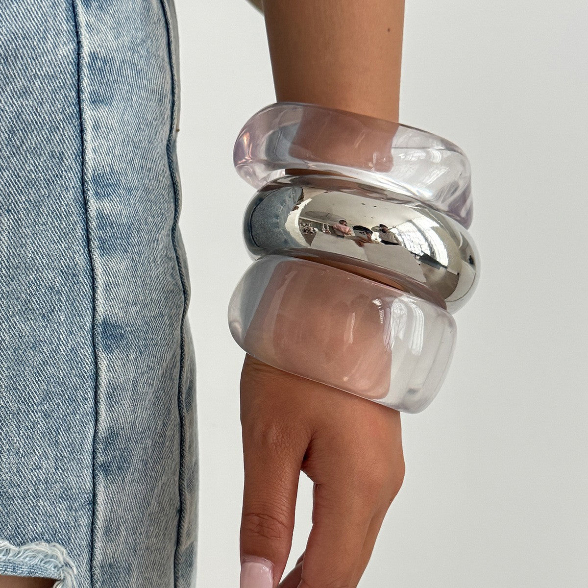 Classy Sculptural Acrylic Bangle Bracelet