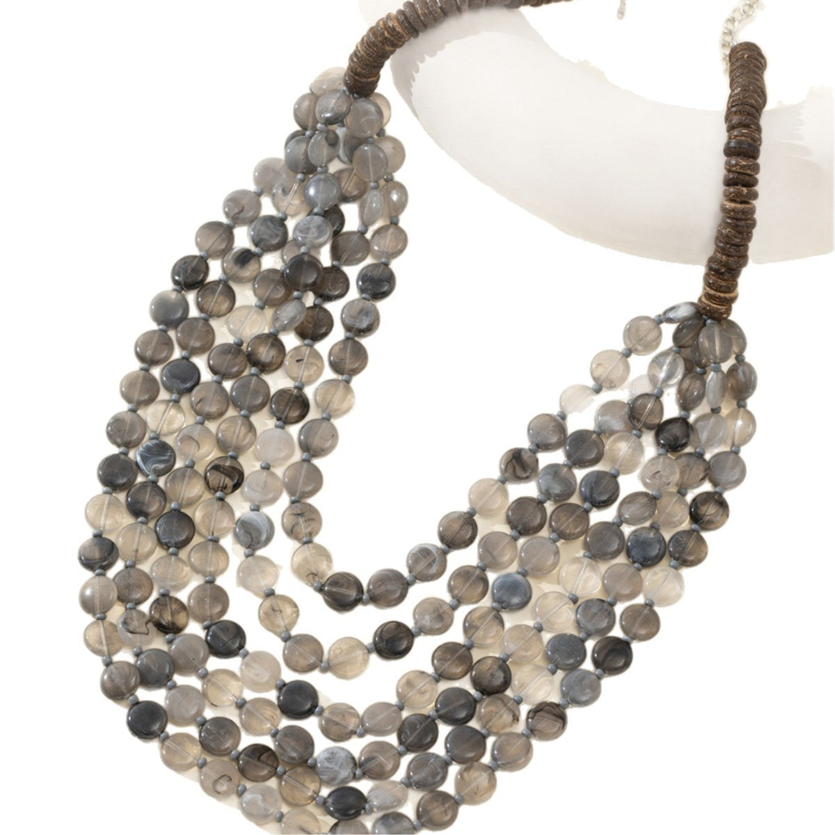Boho Multi-Strand Resin Bead Necklace & Earring Set