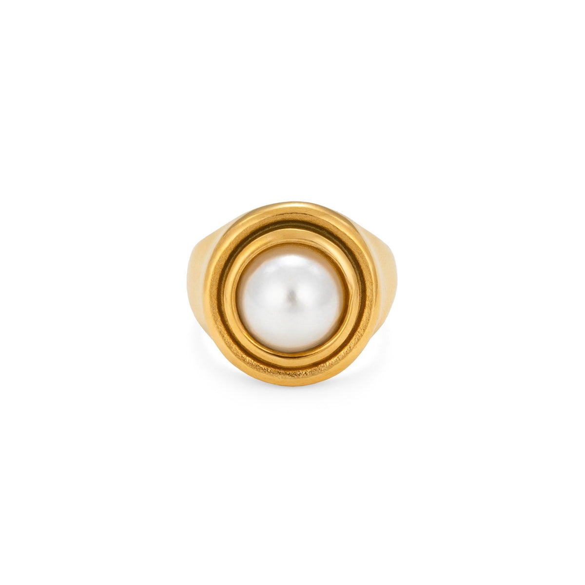 18k Classy Geometric Pearl Ring Set