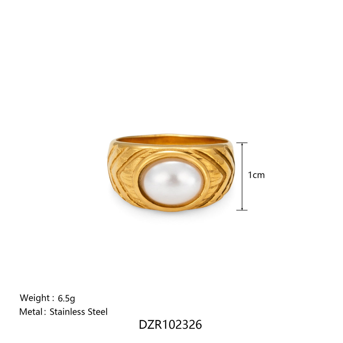 18k Classy Geometric Pearl Ring Set