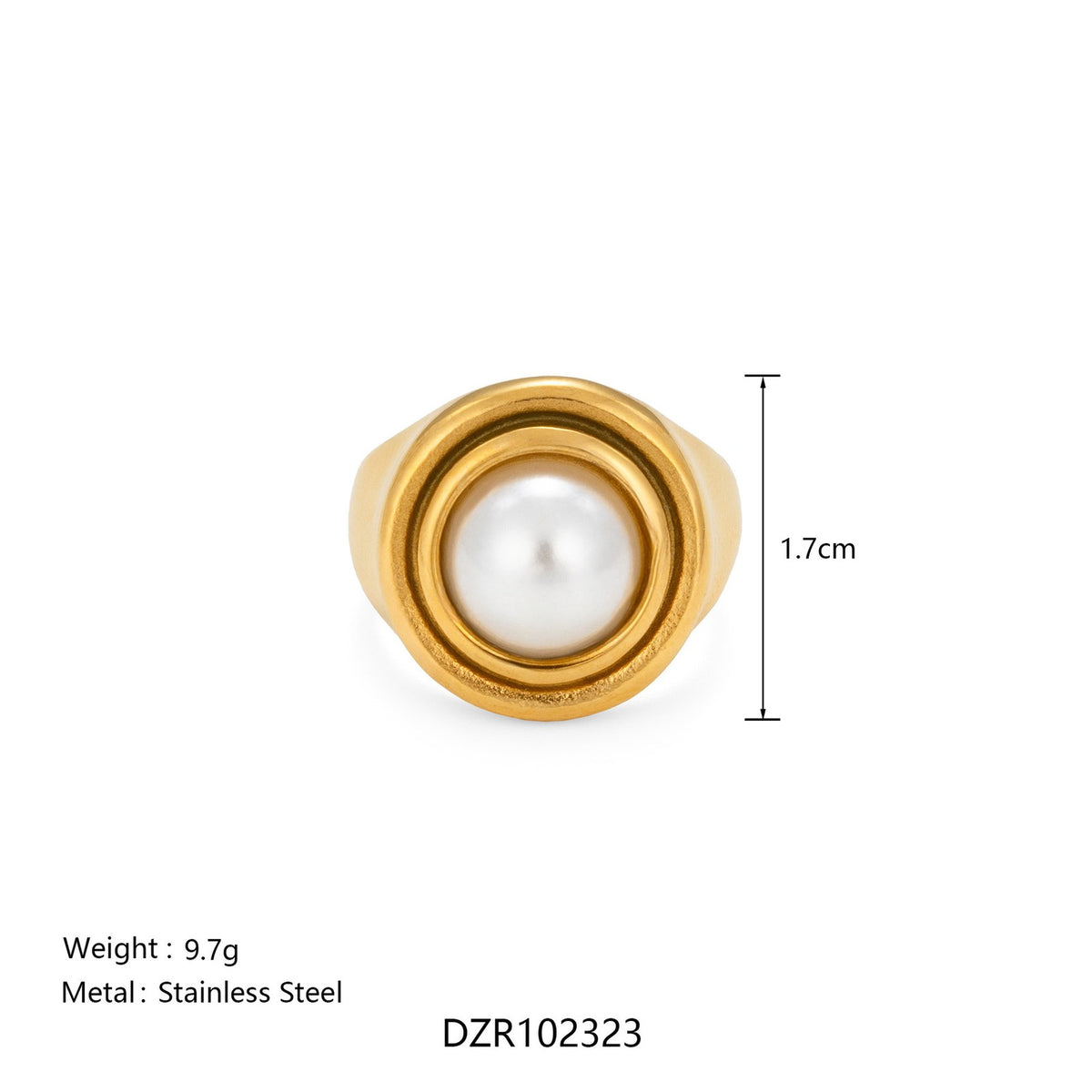 18k Classy Geometric Pearl Ring Set