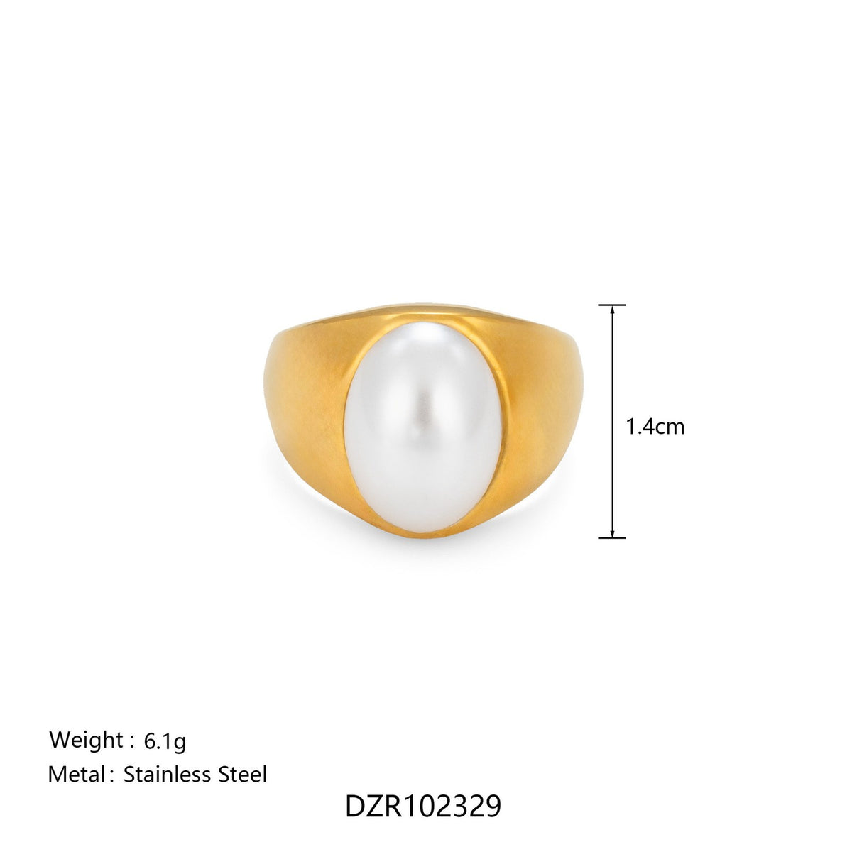 18k Classy Geometric Pearl Ring Set
