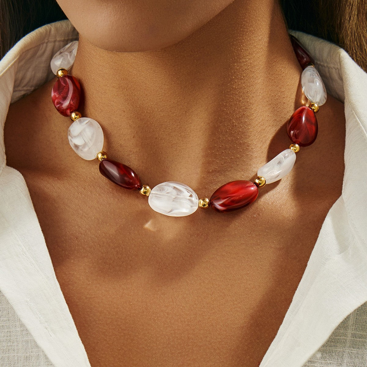 Classy Amber Resin Bead Necklace