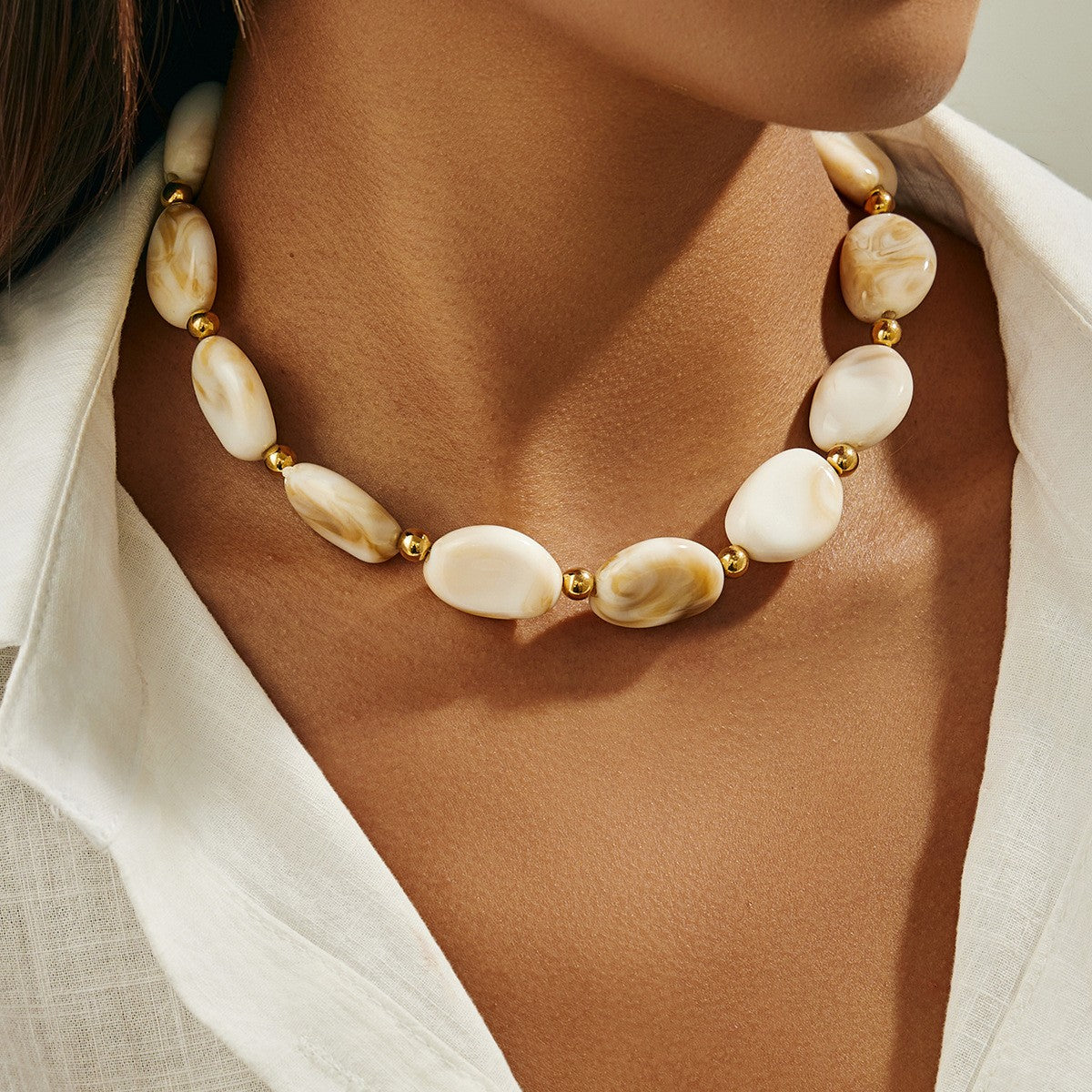 Classy Amber Resin Bead Necklace