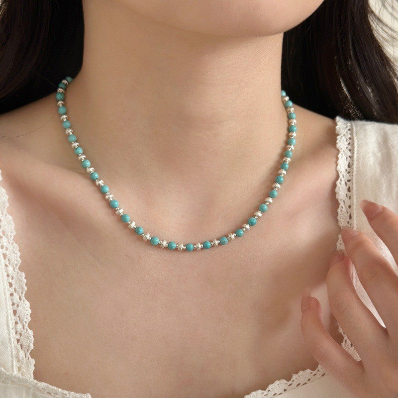 Layered Turquoise Floral Pendant Necklace