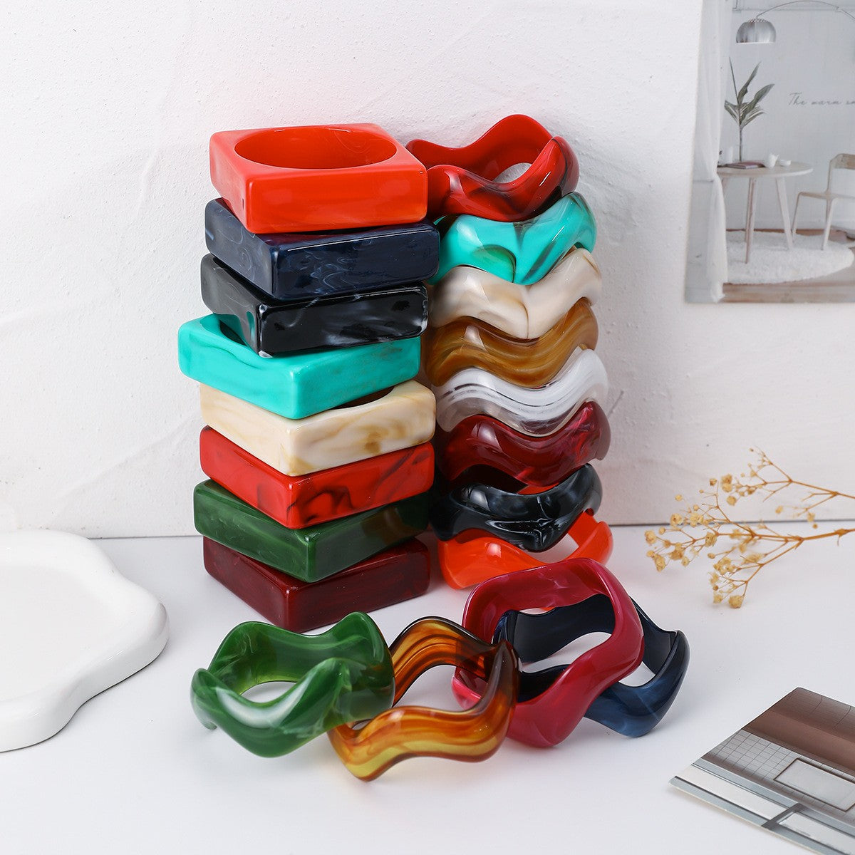 Classy Geometric Square Resin Bangle