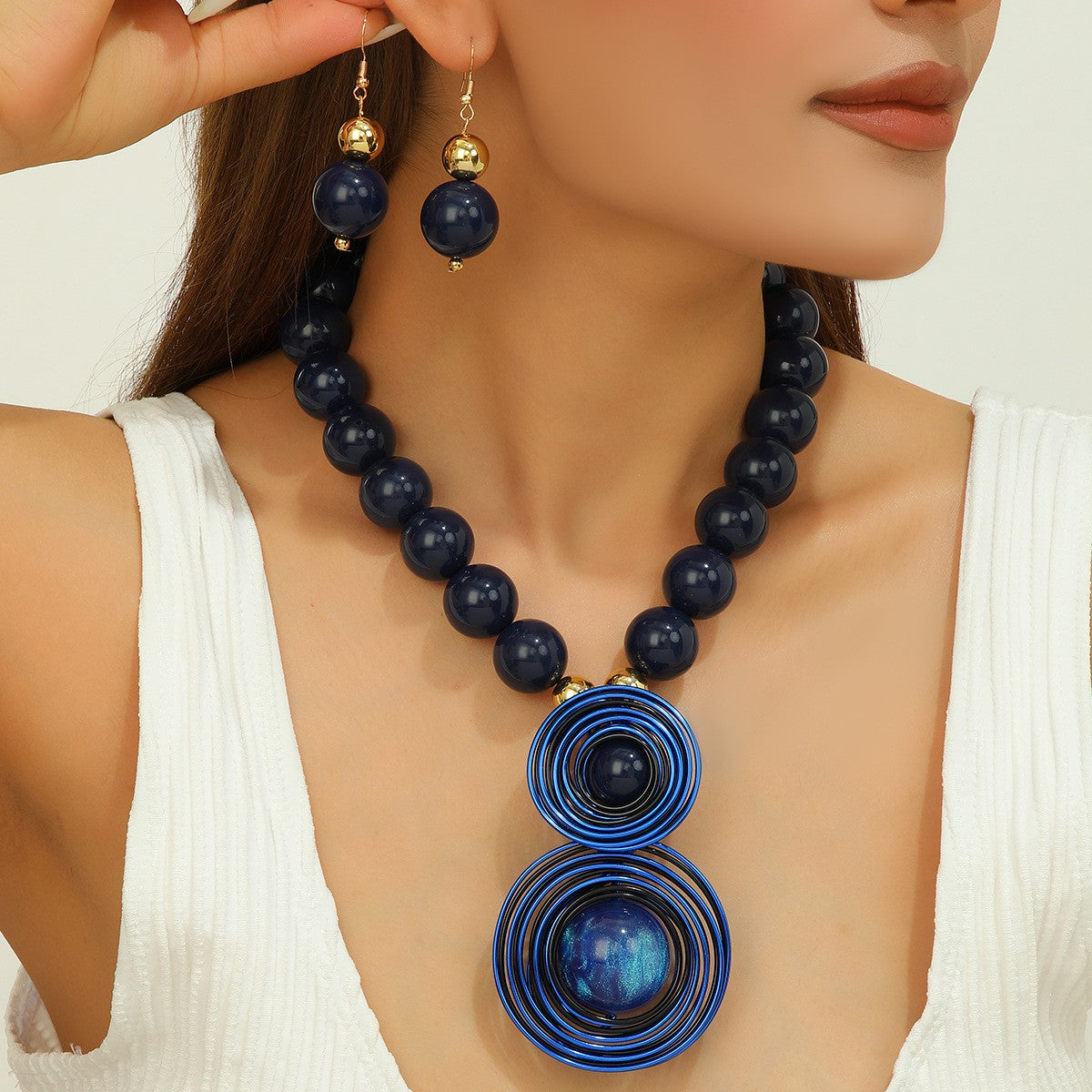 Boho Cosmic Wire Coil Necklace & Earring Set