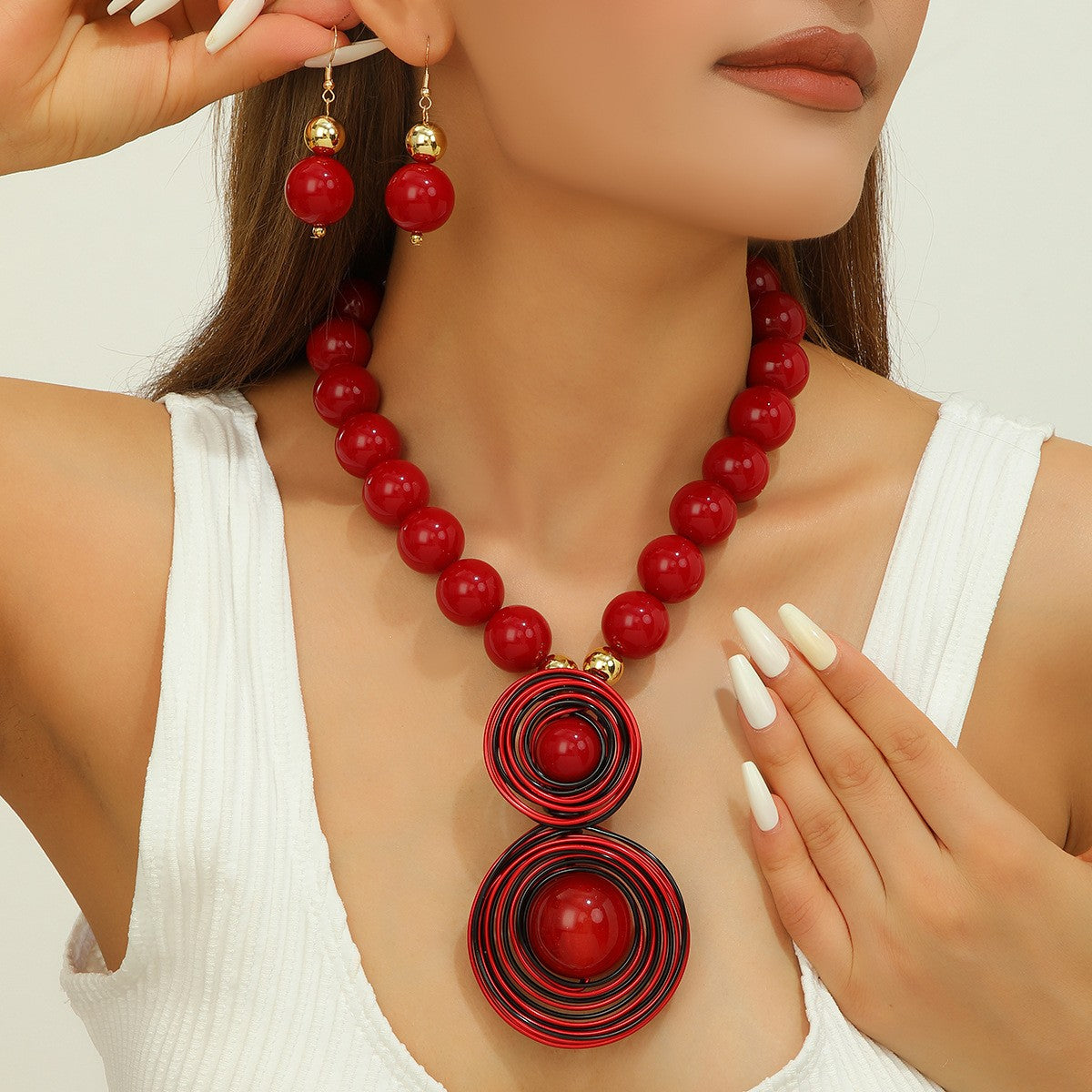 Boho Cosmic Wire Coil Necklace & Earring Set