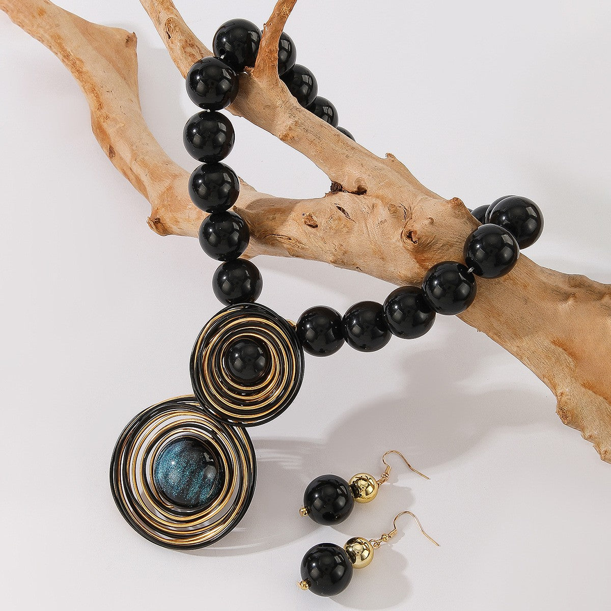 Boho Cosmic Wire Coil Necklace & Earring Set