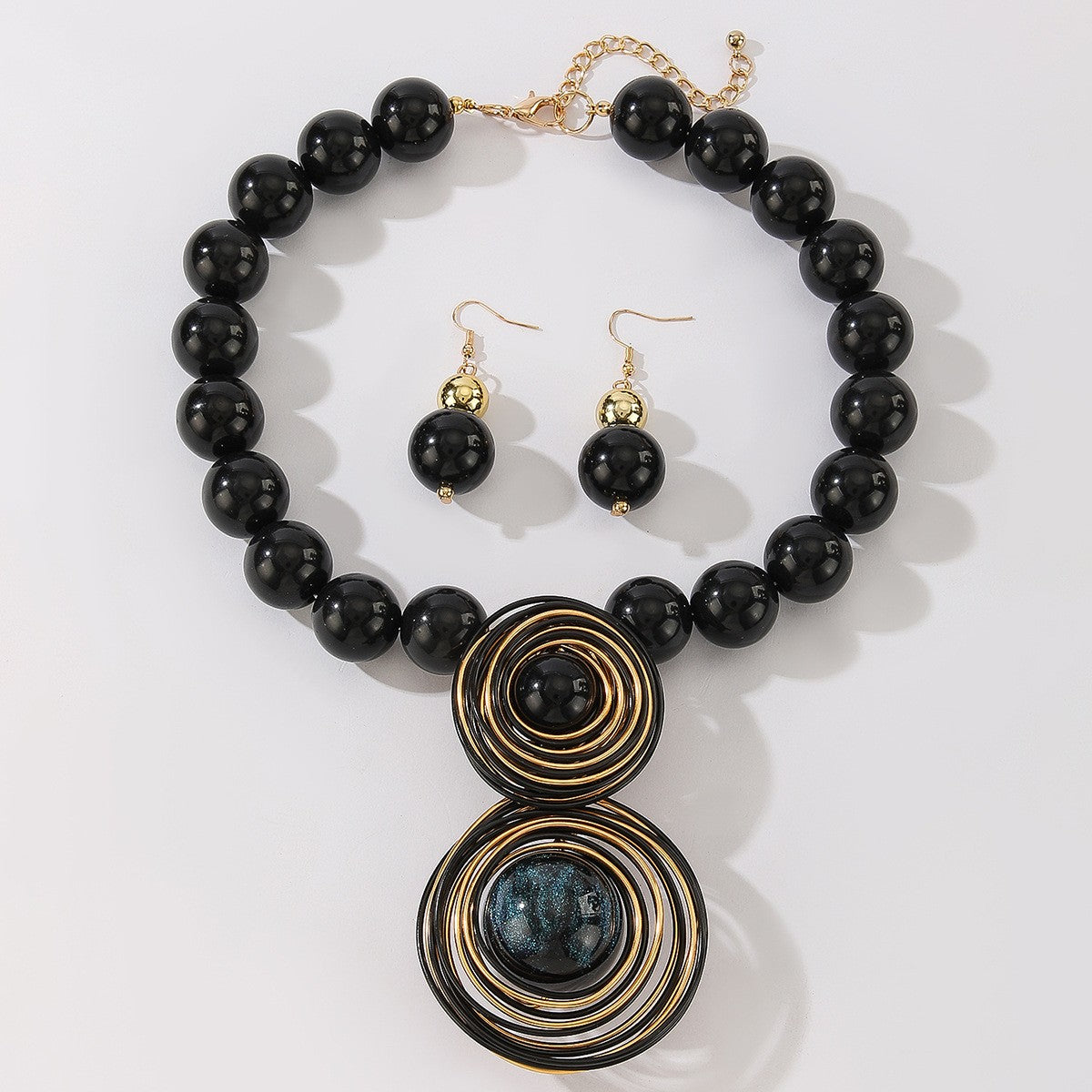 Boho Cosmic Wire Coil Necklace & Earring Set