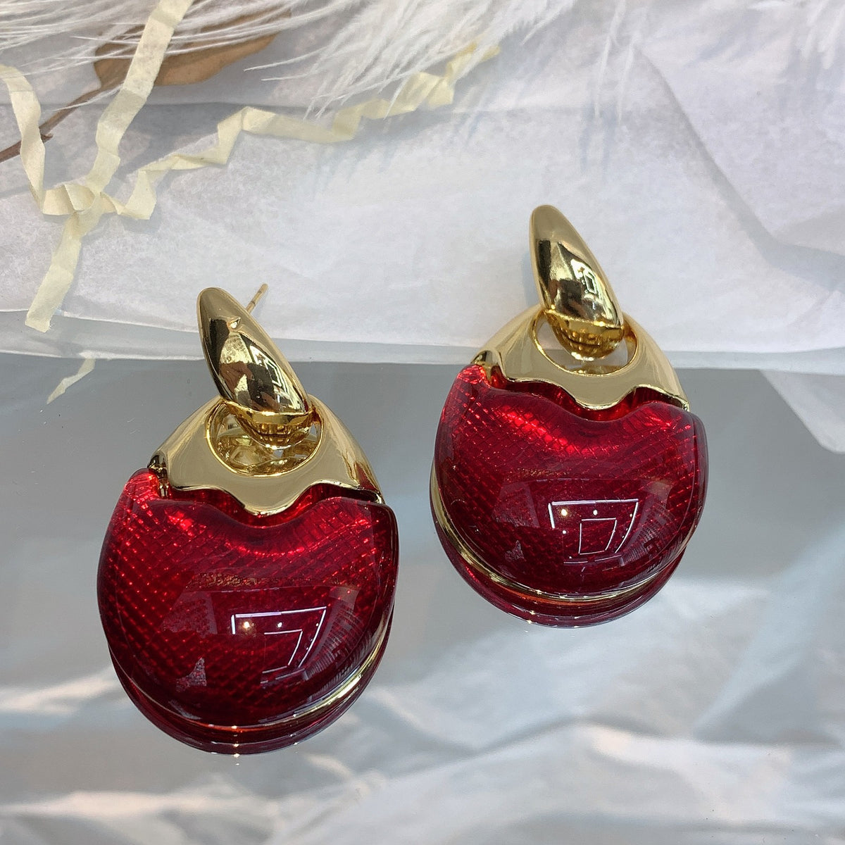 Vintage Geometric Resin Dangle Earrings