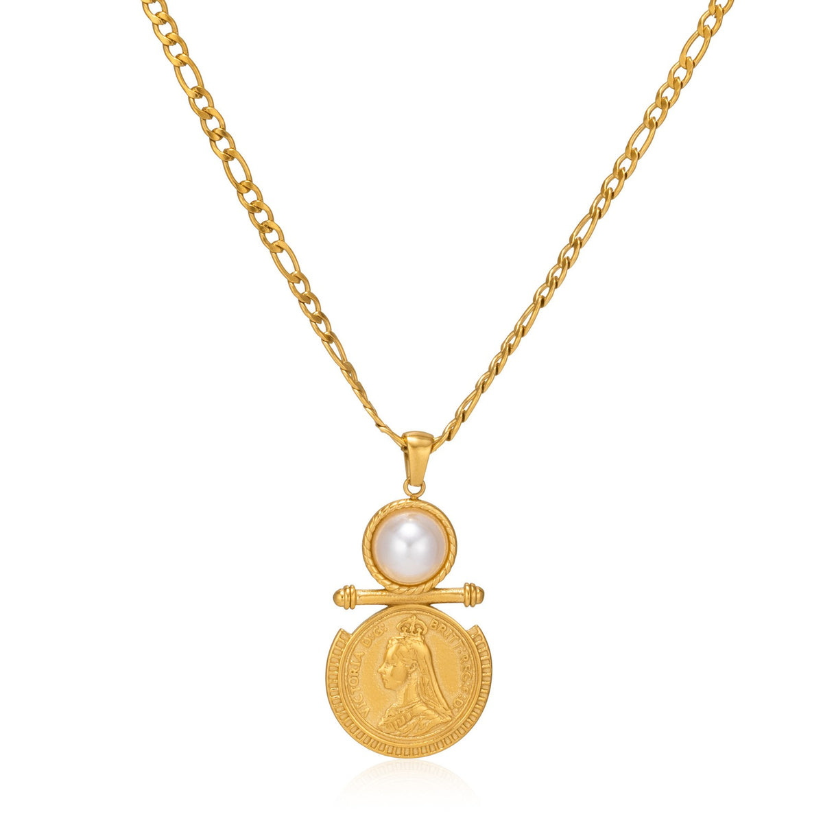 Vintage Coin & Pearl Necklace and Earring Set