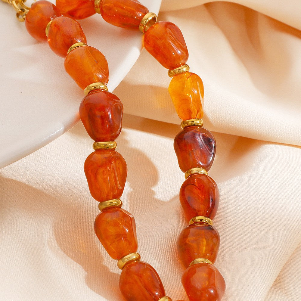18k Boho Red Beaded Sun Moon Necklace