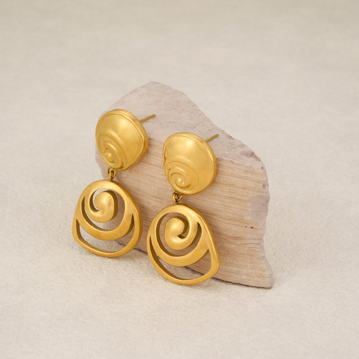 18k Classy Spiral Drop Earrings