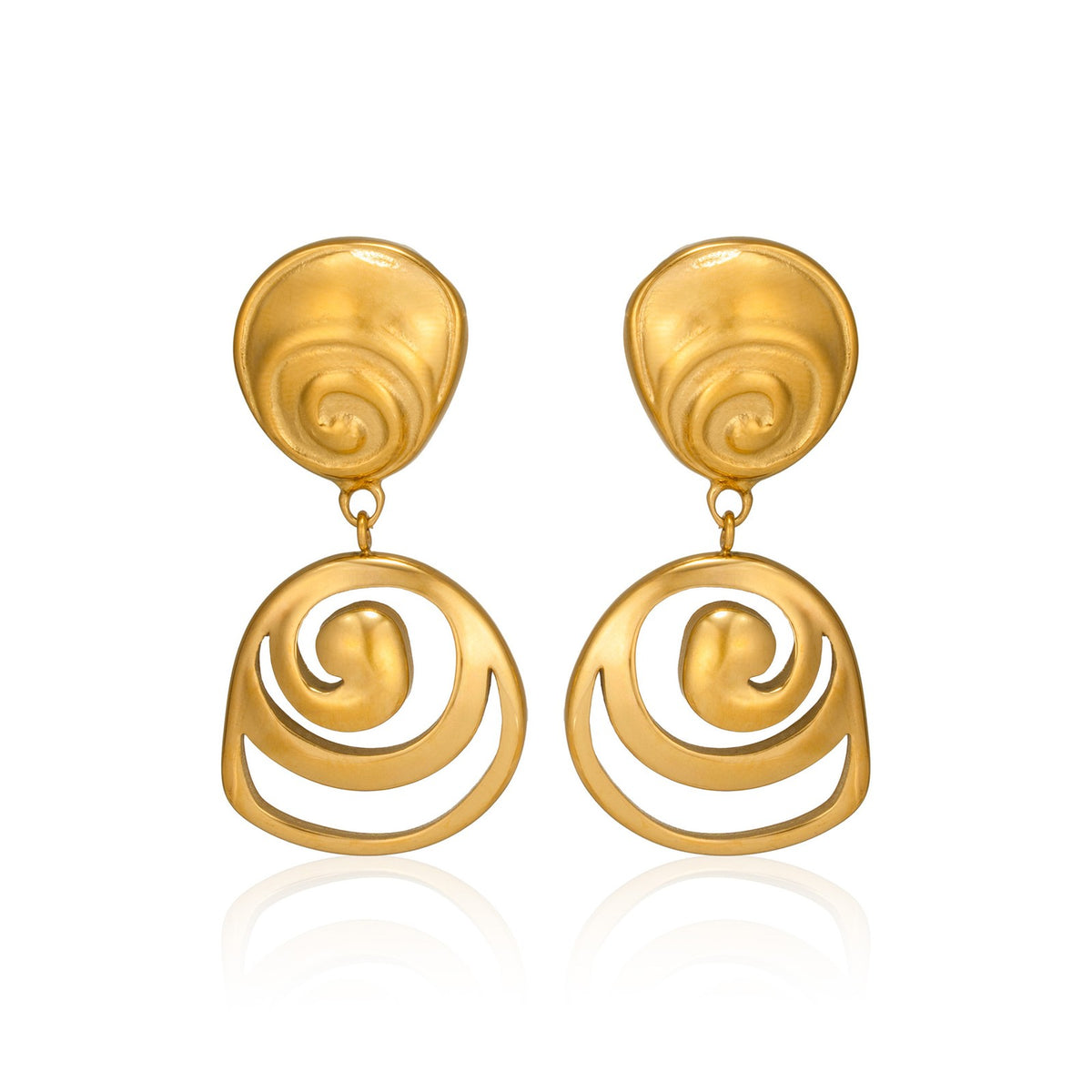 18k Classy Spiral Drop Earrings