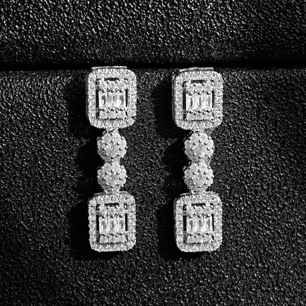 Classy Geometric Square Zirconia Drop Earrings